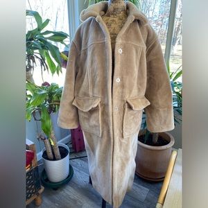 ASOS longline plush faux fur jacket in camel